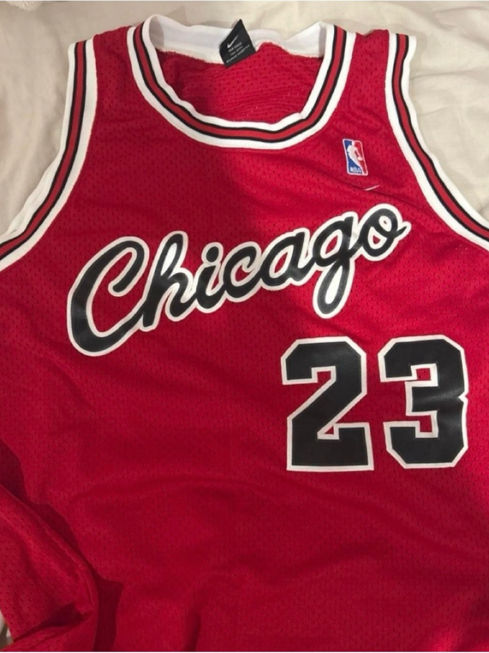 Vintage Nike Red Chicago Basketball Jersey with Black & White Trim - 23